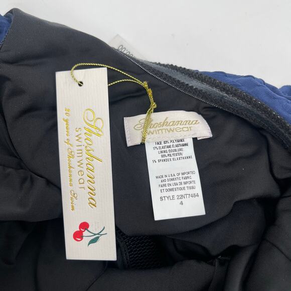 SHOSHANNA Swimsuit Size 4 One Piece Navy One Shoulder Ruffle Textured NWT Swim - Picture 5 of 16